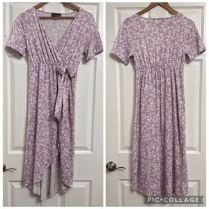 Duetime Floral Nursing Wrap Dress S Lavender Lounge Soft Stretch Fairy Cottage